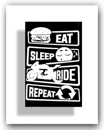 EAT SLEEP RIDE REPEAT - SilveR Vinyl Sticker