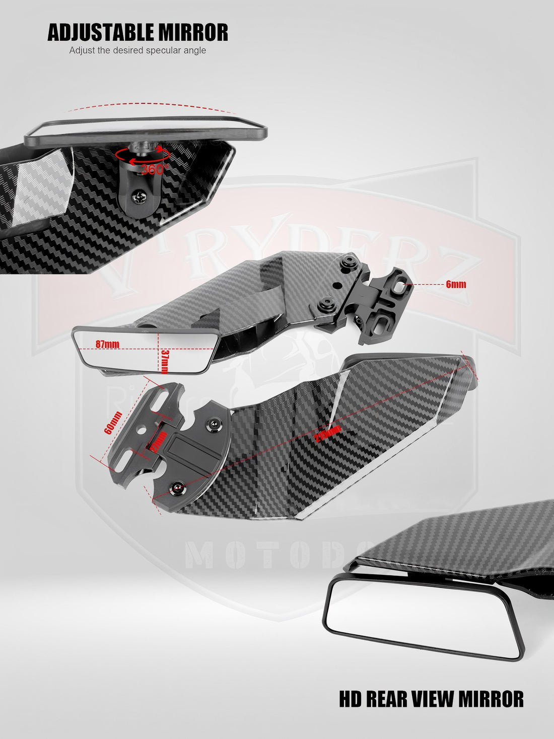 STEALTH FLY WING  MIRROR CARBON FIBER FINISH