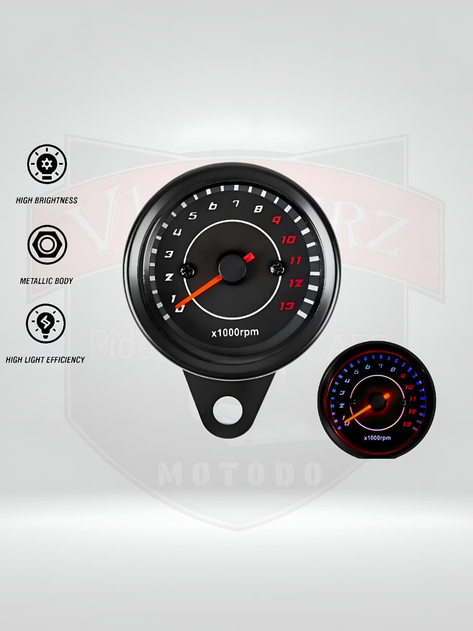 Analog Rpm Speedometer With Led Backlight Black