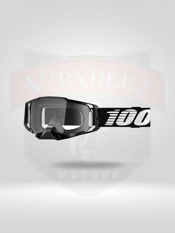 100% Goggle BLACK Racecraft WITH SILVER & Clear Lens