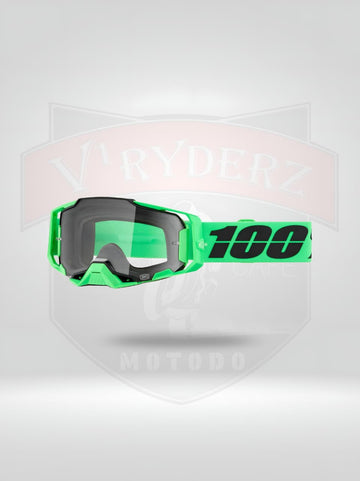 100% Goggle GREEN Racecraft WITH Blue & Clear Lens