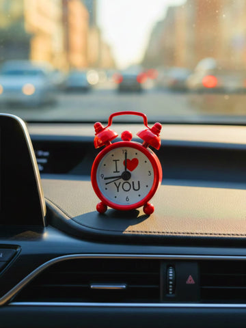 MINI ALARM CLOCK RED METAL - CAR DASHBOARD miniature