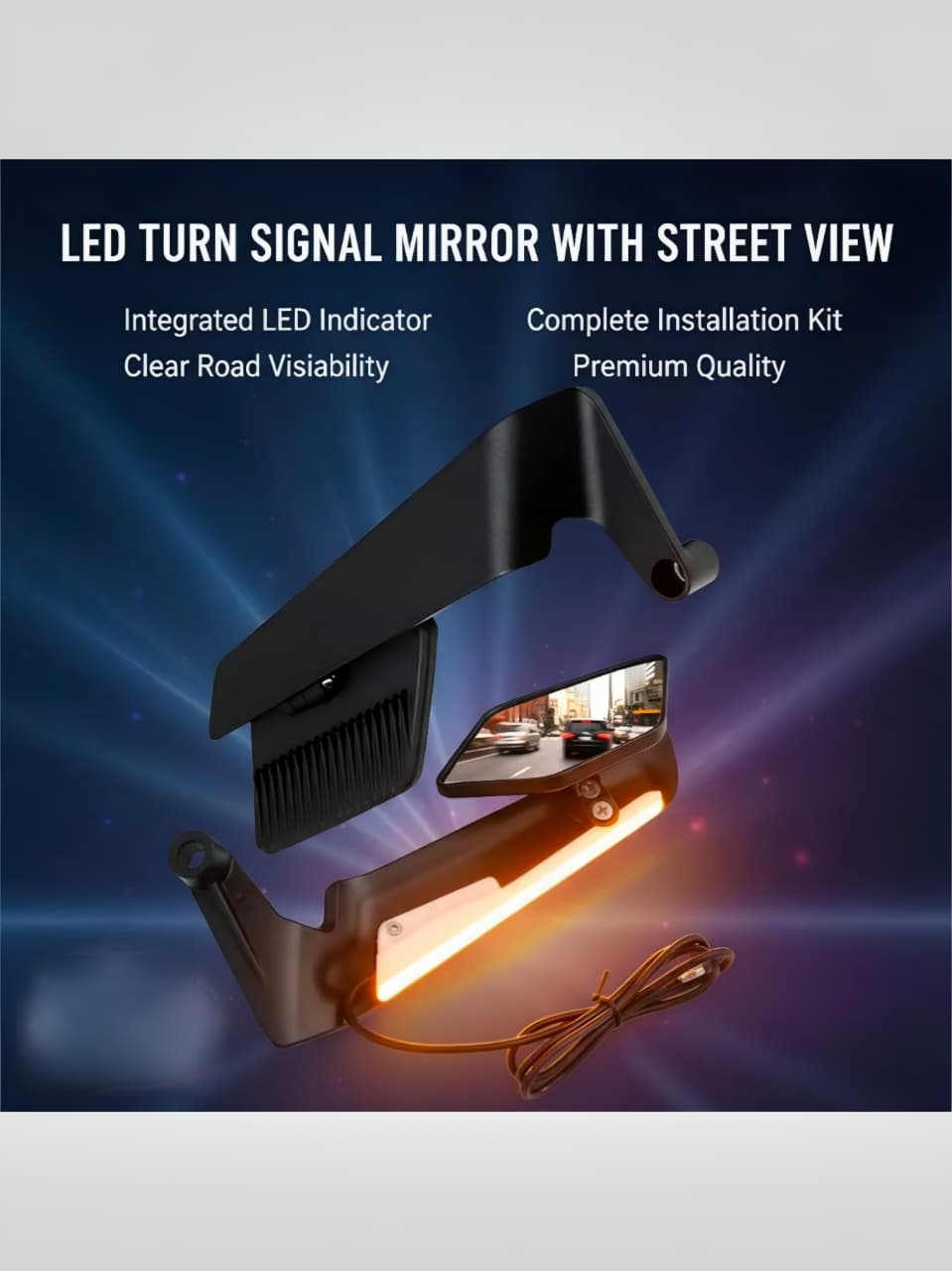 STEALTH FLY WING BIG MIRROR WITH INDICATOR YOK FITTING